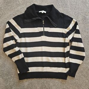 LOFT striped half-zip sweater